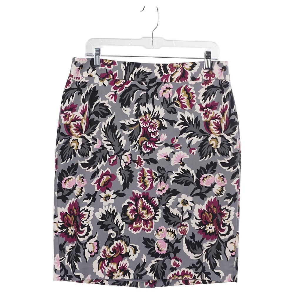 Ann Taylor Skirt 10 Floral Print Cotton Blend Pencil Straight Office Casual
